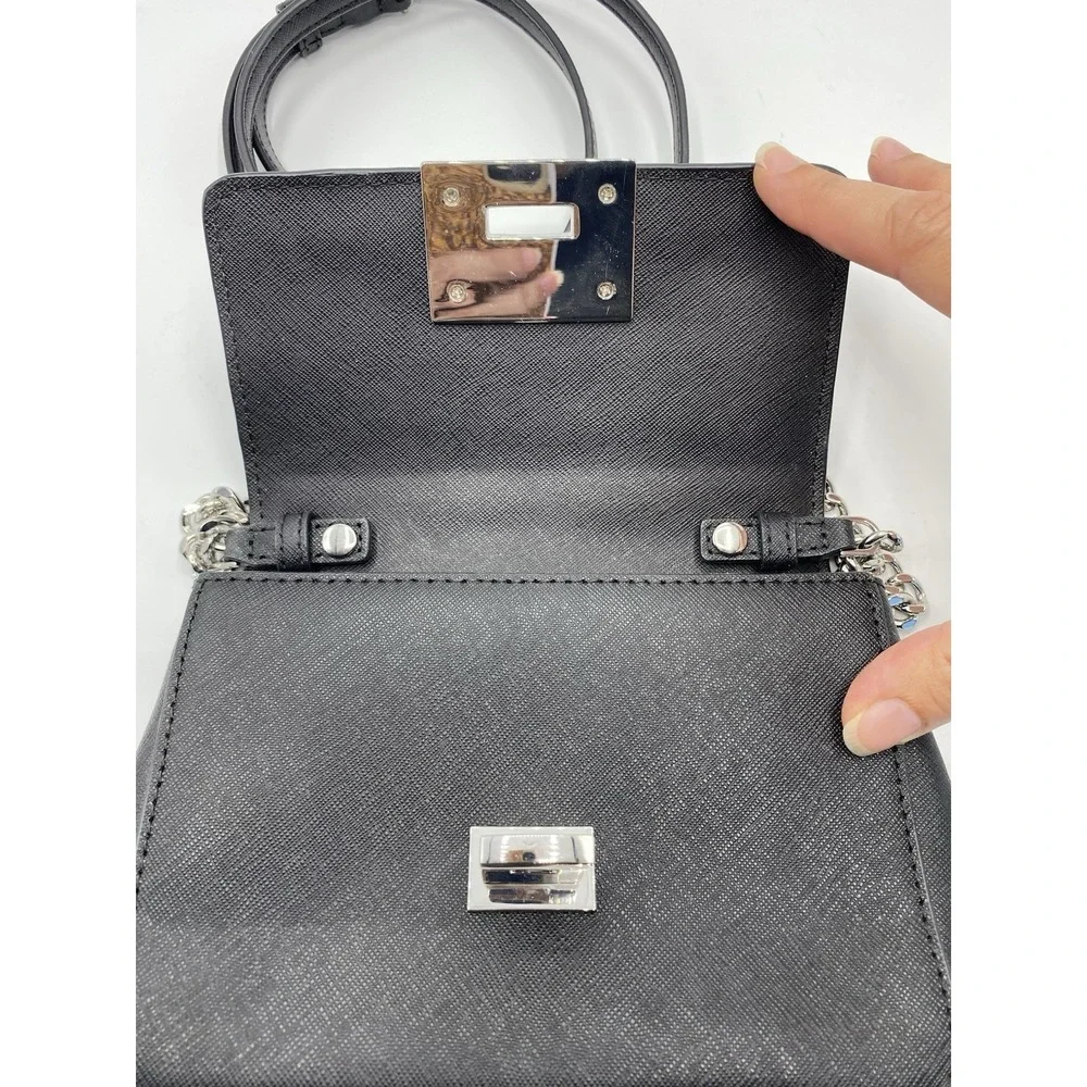 Michael Kors Tina Small Leather Clutch Crossbody Bag Black Designer Luxury Purse